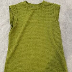 Business Casual Textured Sleeveless Top- Green